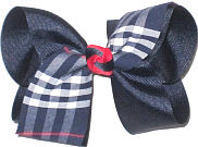 Large Parkview Baptist (Baton Rouge) with Navy Ribbon and Navy and White Knot Double Layer Overlay Bow